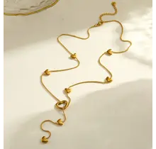 Goudkleurige Stainless Steel Hartjes Y-Ketting | Goodies
