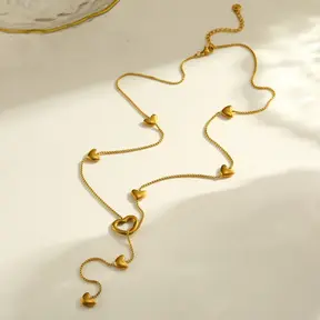 Goudkleurige Stainless Steel Hartjes Y-Ketting | Goodies