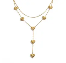 Goudkleurige Stainless Steel Layered Hartjes Ketting | Goodies