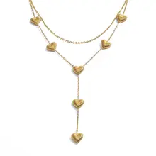 Goudkleurige Stainless Steel Layered Hartjes Ketting | Goodies