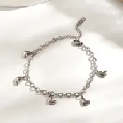 Zilverkleurige Stainless Steel Armband met Hartjes | Goodies