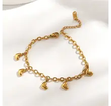 Goudkleurige Stainless Steel Armband met Hartjes | Goodies