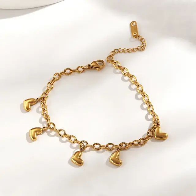 Goudkleurige Stainless Steel Armband met Hartjes | Goodies