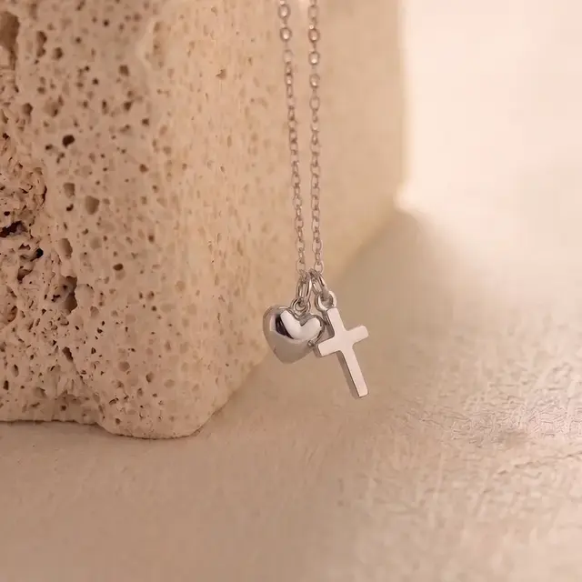 Zilverkleurige Stainless Steel Ketting met Hart & Kruis | Goodies