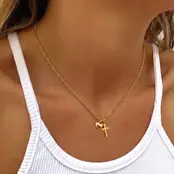 Goudkleurige Stainless Steel Ketting met Hart & Kruis | Goodies