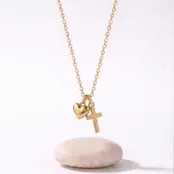 Goudkleurige Stainless Steel Ketting met Hart & Kruis | Goodies
