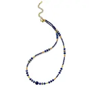 Donkerblauwe Kralen Ketting Stainless Steel 40 + 5 cm | Goodies