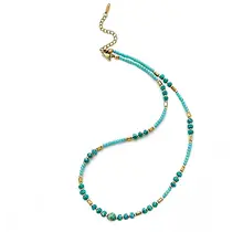 Turquoise Kralen Ketting Stainless Steel 40 + 5 cm | Goodies