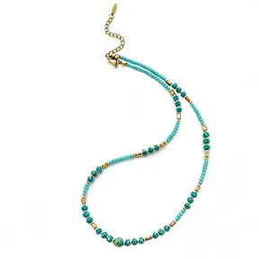 Turquoise Kralen Ketting Stainless Steel 40 + 5 cm | Goodies