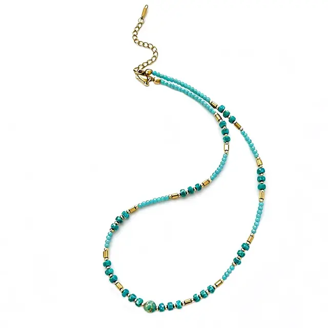 Turquoise Kralen Ketting Stainless Steel 40 + 5 cm | Goodies