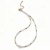 Lichtroze Kralen Ketting Stainless Steel 40 + 5 cm | Goodies