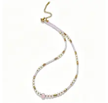 Lichtroze Kralen Ketting Stainless Steel 40 + 5 cm | Goodies