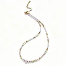 Lichtroze Kralen Ketting Stainless Steel 40 + 5 cm | Goodies