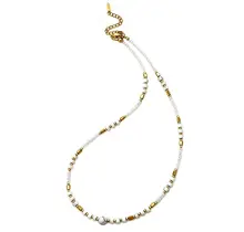 Witte Kralen Ketting Stainless Steel 40 + 5 cm | Goodies