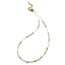 Witte Kralen Ketting Stainless Steel 40 + 5 cm | Goodies