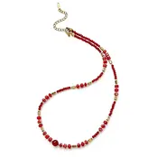 Rode Kralen Ketting Stainless Steel 40 + 5 cm | Goodies