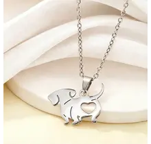 Zilverkleurige Stainless Steel Teckel Ketting 50 cm | Goodies
