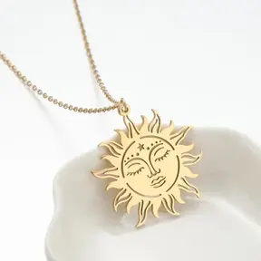 Goudkleurige Stainless Steel Zon Ketting 50 cm | Goodies