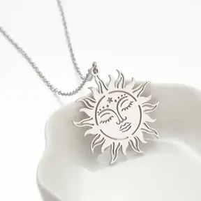 Zilverkleurige Stainless Steel Zon Ketting 50 cm | Goodies