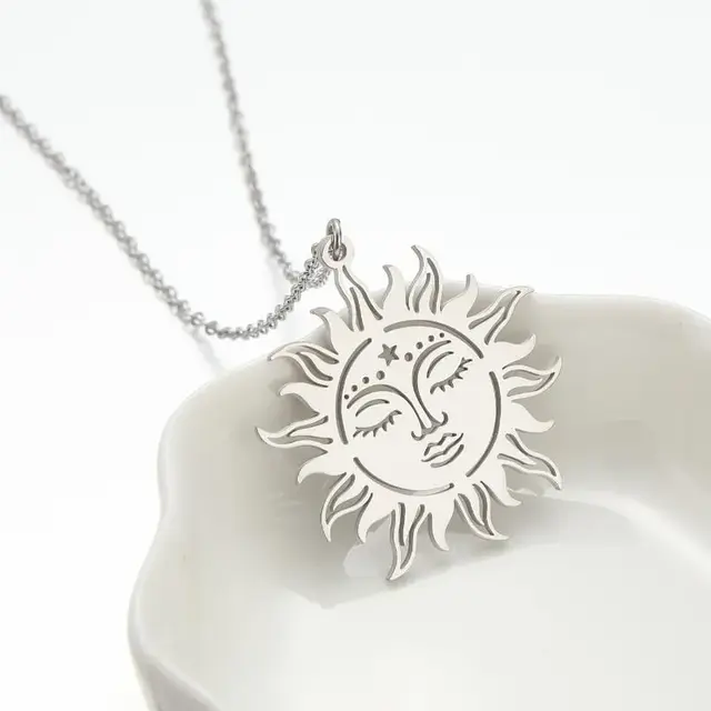 Zilverkleurige Stainless Steel Zon Ketting 50 cm | Goodies