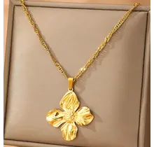 Goudkleurige Stainless Steel Bloem Ketting 50 cm | Goodies