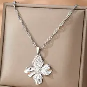 Zilverkleurige Stainless Steel Bloem Ketting 50 cm | Goodies