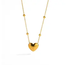 Goudkleurige Stainless Steel Hart Ketting 40 + 5 cm | Goodies