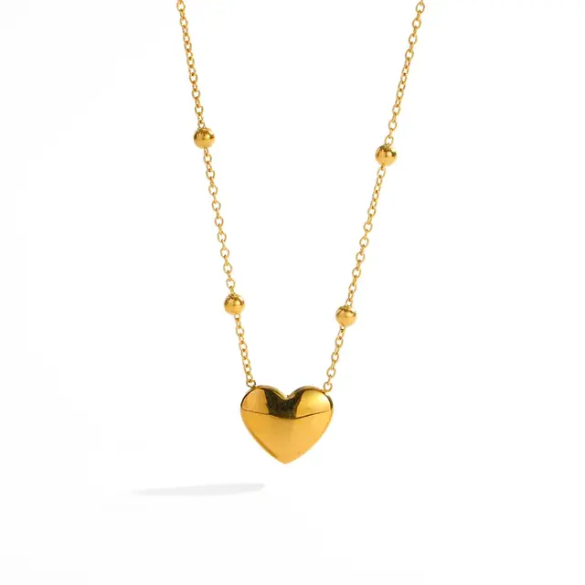 Goudkleurige Stainless Steel Hart Ketting 40 + 5 cm | Goodies