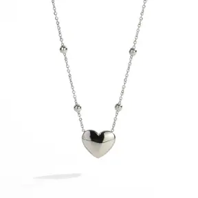 Zilverkleurige Stainless Steel Hart Ketting 40 + 5 cm | Goodies