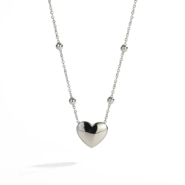 Zilverkleurige Stainless Steel Hart Ketting 40 + 5 cm | Goodies