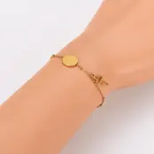 Goudkleurige armband met medaillon & kruis