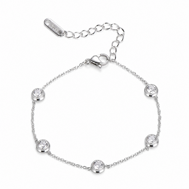 Zilverkleurige Stainless Steel Armband met Zirconia | Goodies