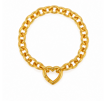 Goodies Label Goudkleurige Stainless Steel Schakelarmband met Hart Clicker