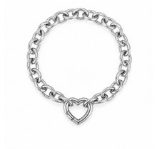 Goodies Label Zilverkleurige Stainless Steel Schakelarmband met Hart Clicker