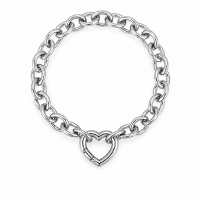 Goodies Label Zilverkleurige Stainless Steel Schakelarmband met Hart Clicker