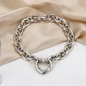 Goodies Label Zilverkleurige Stainless Steel Schakelarmband met Hart Clicker