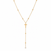 Goudkleurige Stainless Steel Kruis Y-Ketting met Zirconia | Goodies