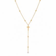 Goudkleurige Stainless Steel Kruis Y-Ketting met Zirconia | Goodies