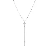 Zilverkleurige Stainless Steel Kruis Y-Ketting met Zirconia | Goodies