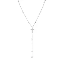 Zilverkleurige Stainless Steel Kruis Y-Ketting met Zirconia | Goodies