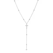 Zilverkleurige Stainless Steel Kruis Y-Ketting met Zirconia | Goodies