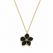 Goudkleurige Stainless Steel Bloem Ketting Zwart | Goodies