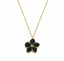 Goudkleurige Stainless Steel Bloem Ketting Zwart | Goodies
