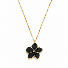 Goudkleurige Stainless Steel Bloem Ketting Zwart | Goodies