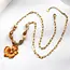 Goodies Label Goudkleurige Stainless Steel Natuursteen Ketting met Bloem 45 cm | Goodies