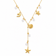 Goudkleurige Stainless Steel Zee Y-Ketting met Parel Details 40 + 5 cm | Goodies