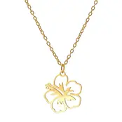 Goudkleurige Stainless Steel Hibiscus Ketting 50 cm | Goodies