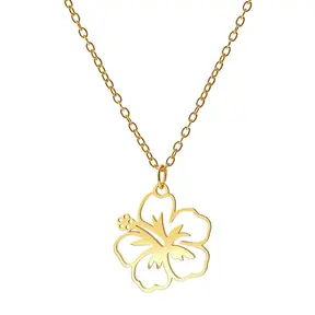 Goudkleurige Stainless Steel Hibiscus Ketting 50 cm | Goodies