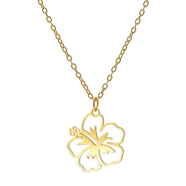 Goudkleurige Stainless Steel Hibiscus Ketting 50 cm | Goodies