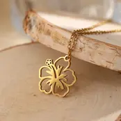 Goudkleurige Stainless Steel Hibiscus Ketting 50 cm | Goodies